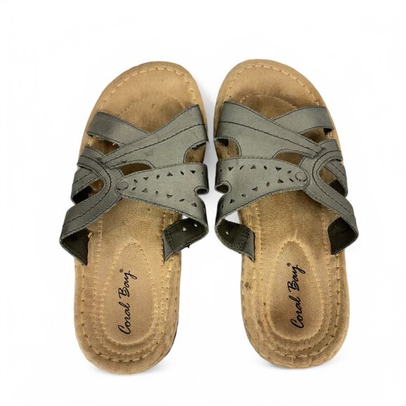Coral Bay Sandals Womens Size 6 Gray Metallic Open Toe Slip On Shoes Denton - Picture 4 of 15